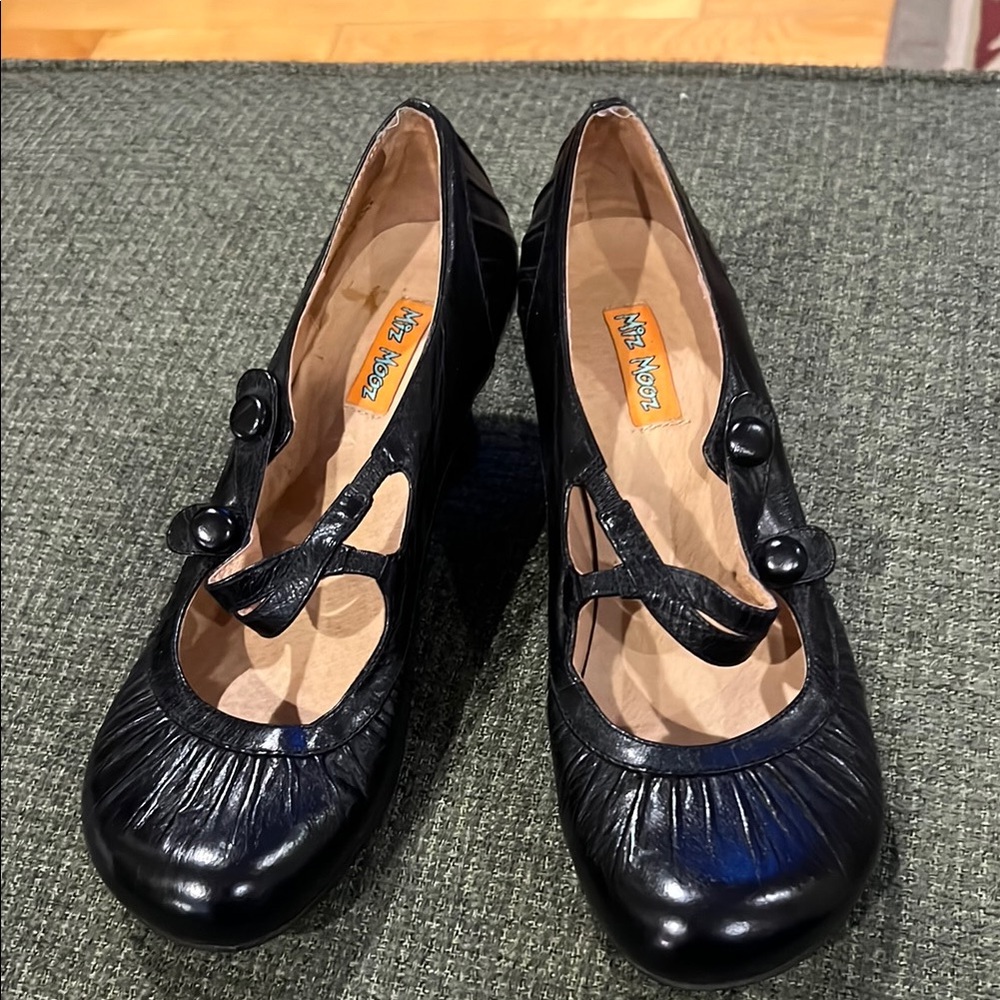Miz Mooz Black Leather Mary Jane Heels (sz 7)